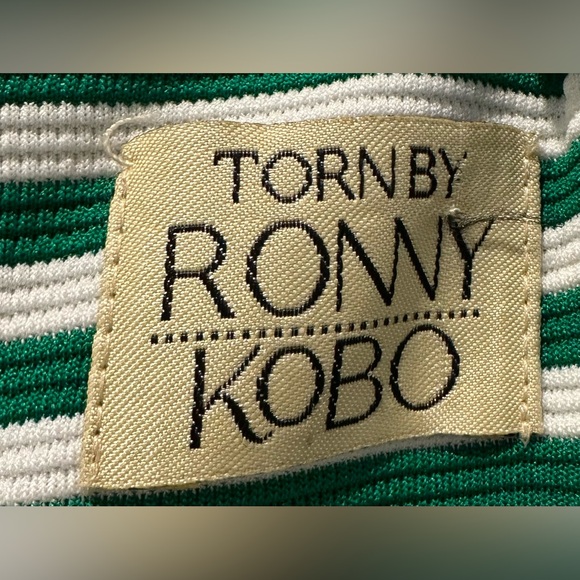 Torn by Ronny Kobo Sleeveless Stripe Vered Mini Dress Cross Bodice Front Cutouts - Picture 4 of 9